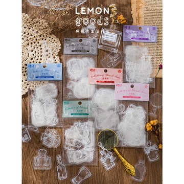 🍋檸檬青🍋清倉現貨器皿叢書系列5款40枚入PET防水花瓶玻璃罐香水瓶圖案貼紙手帳裝飾素材