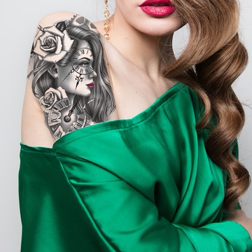 台灣現貨 美女👑大邱紋身👑【T05Z】 新 防水 紋身 刺青 貼紙 紋身貼 刺青貼 半甲 手臂 T05