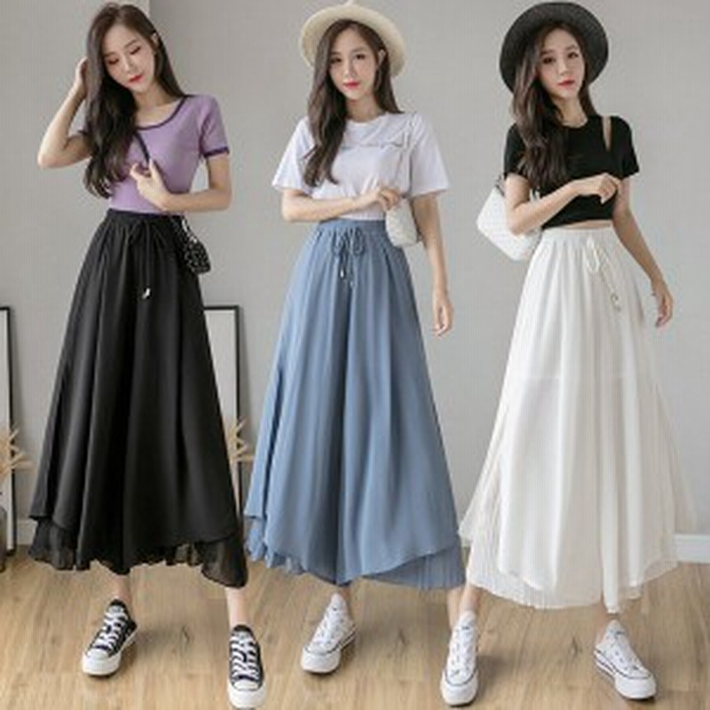 ガウチョパンツ コーデ 40代 夏 9分丈 ワイドパンツ レディース 