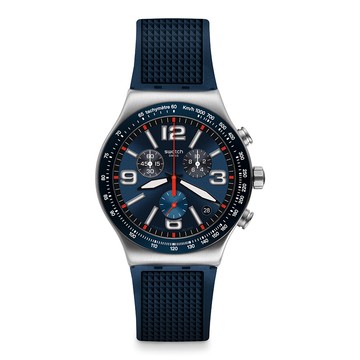 Swatch BLUE GRID 金屬手錶/男錶/女錶/瑞士製造 YVS454 (43mm)【官方旗艦店】