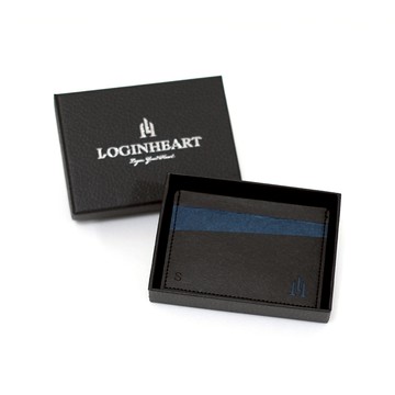 LOGINHEART｜免取卡正面感應卡夾 紳士黑藍 名片夾  悠遊卡/信用卡/各類卡片 直接感應不受其他卡片干擾