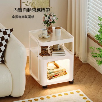 沙發邊幾奶油風可移動茶幾客廳家用床頭小邊幾迷你鐵藝邊柜小推車 b8011