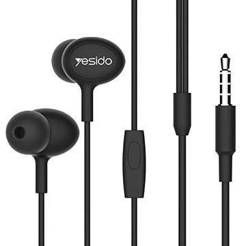 yesido 線控耳機 斜角彎道入耳設計 高保真立體聲  YH13  黑色  1個