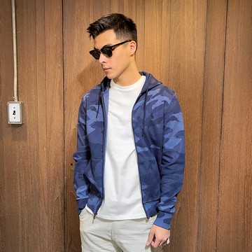 美國百分百【Ralph Lauren】棉質連帽外套 RL 男 polo 夾克 小馬 深藍迷彩 XS S號 J176