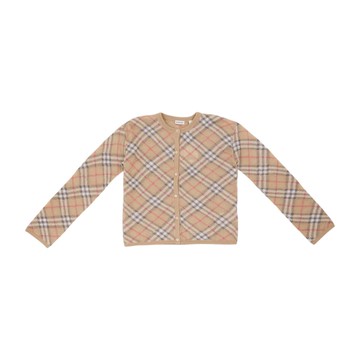 BURBERRY Kids 格紋混紡針織罩衫