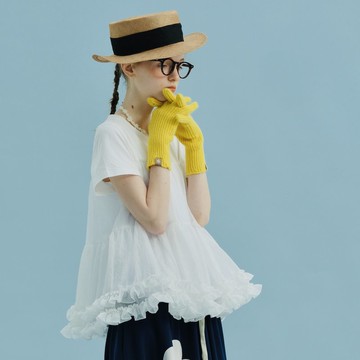 白色拼接紗短袖上衣 / T恤 T-shirt