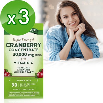 Natures Truth綠萃淨 50倍濃縮蔓越莓＋C膠囊x3瓶組（90粒/瓶）_廠商直送