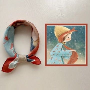 春秋小方巾新款裝飾女士印花百搭復古圍巾職業歐美小領巾絲巾