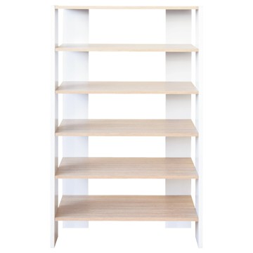 《HOPMA》多功能開放式六層鞋櫃 台灣製造 玄關收納層架 置物鞋架-白橡配白