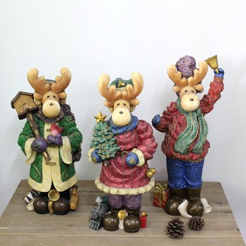 圣誕節麋鹿擺件  大號桌面裝飾 櫥窗陳列攝影道具 孤品 喜慶擺件1入