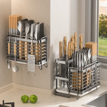 ⚡品質之選⚡可懸掛鐵藝瀝水筷子筒筷子籠新款高檔廚房勺子筷子刀叉瀝水筷子筒【0609】