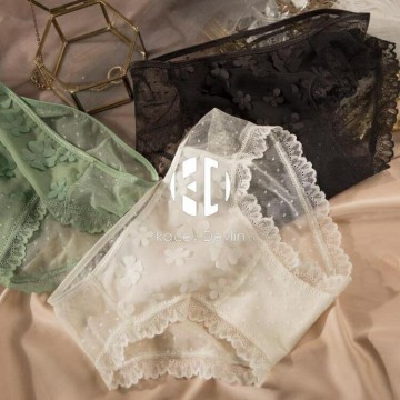 內褲女蕾絲誘惑少女透明性感火辣性惑舒適冰絲款中腰【聚物優品】
