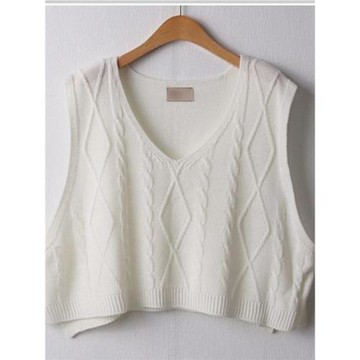 針織羊絨馬甲背心女毛衣外穿2024年春秋短款麻花坎肩V領羊毛內搭