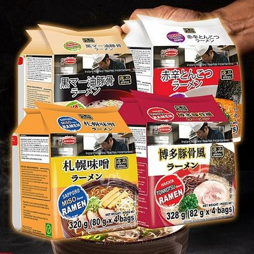 【日系報馬仔】日本 Acecook 辛辣豚骨／札幌味噌／博多豚骨／蒜味豚骨風味袋麵 80gx4包 泡麵 DS023622