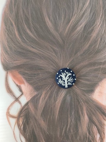 下雪森林迷你刺繡髮圈