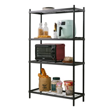 【品樂生活】厚鐵框35X90X180CM四層架-烤漆霧黑 /置物架/波浪架/收納架/鐵力士架