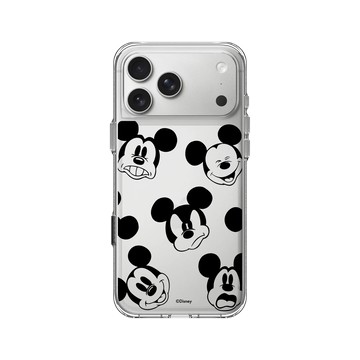 iPhone 17 Pro Max Clear Case（相機按鈕） 透明 - 迪士尼-米奇 Mickey - 黑標款-米奇的有趣表情