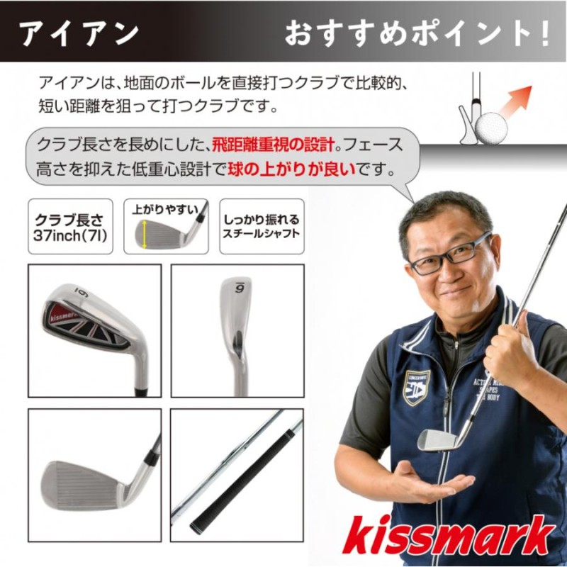 ゴルフクラブセット　 #　基本男性用、女性が使用していました。 キスマーク ゴルフ クラブセット 10本セット ルール不適合である