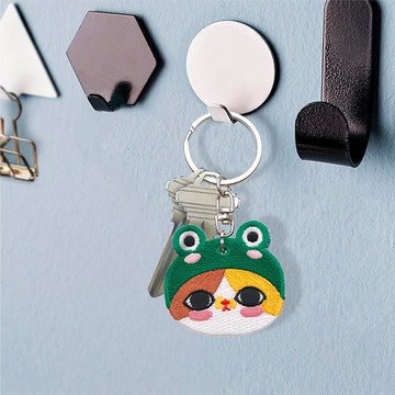 JzFun / 拉查花 刺繡吊飾鑰匙圈(青蛙)