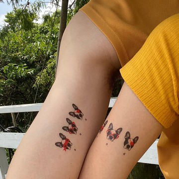 3張王牌 狗 -2入紋身貼紙 原創手繪設計