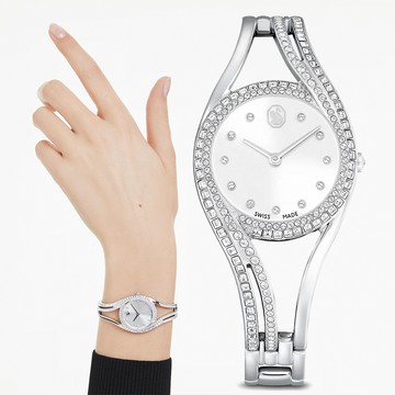 SWAROVSKI 施華洛世奇 Hyperbola 優雅曲線手鐲式手錶 女錶-28mm 5689432