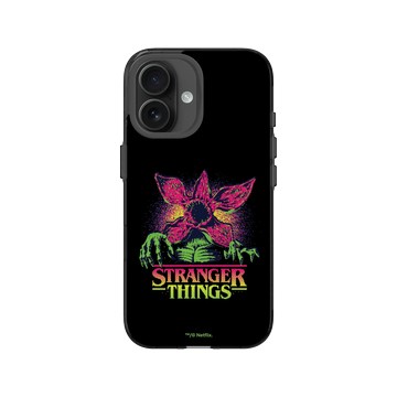 iPhone 16 Clear (相機按鈕) 酷墨灰 - Stranger Things - 霓虹魔神