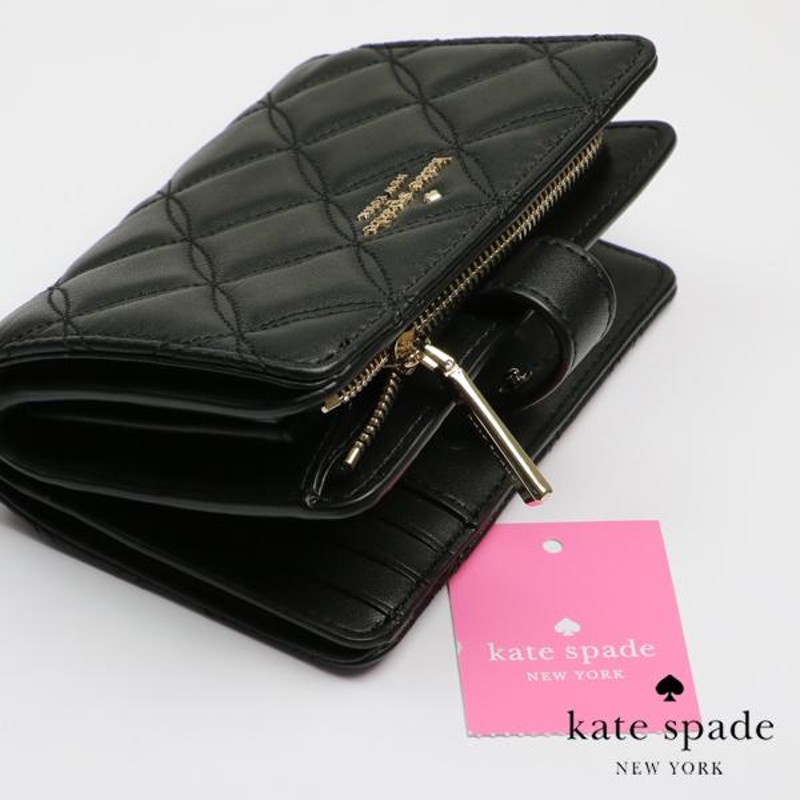 KATE SPADE WLRU6344 Black コンパクト二つ折り財布 折り財布