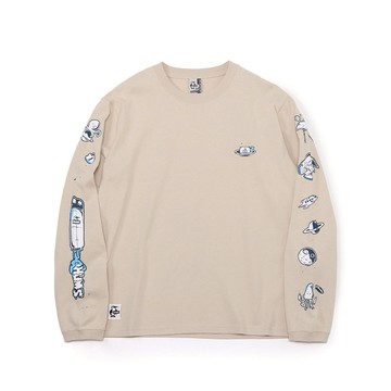 CHUMS 男 Space Adventure Brushed L/S T-Shirt長袖T恤 米灰色-CH012454G057
