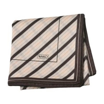 WAKO 和光經典深棕斜紋雙層滾邊棉質帕巾(50CM)