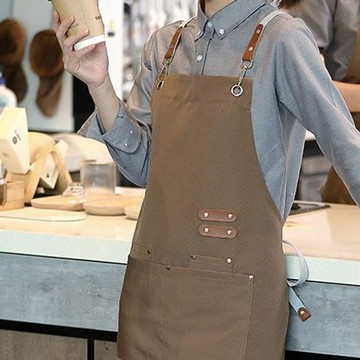 復古風時尚帆布圍裙  淺咖啡色  1件