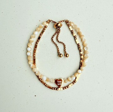 True love 陪我長大貝珠雙層手環