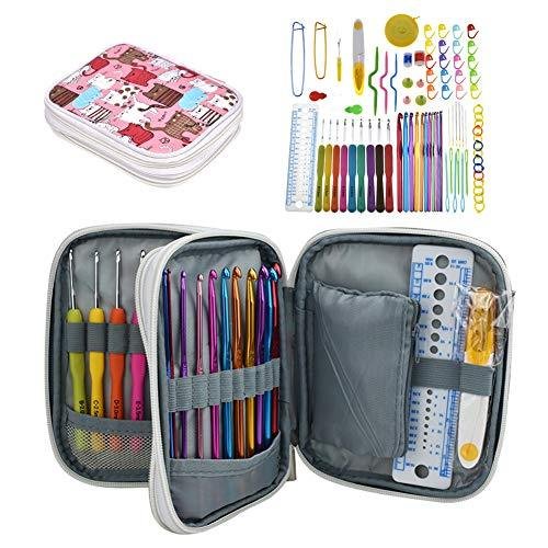 Katech Crochet Hooks Kit with Case, 85-Piece Crochet Hooks Set, Ergonomic C