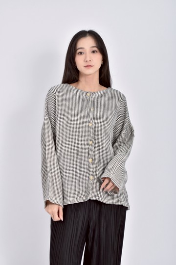 (2XL) caroline質感格紋黑色外套