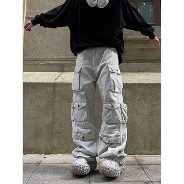 Retro casual straight tube work pants 復古休閑直筒工裝長褲男