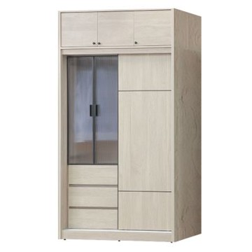 文創集 貝可5尺鋁框開＆推門三抽加高衣櫃組合-151x60x242cm免組