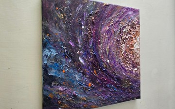 壓克力肌理畫/【宇宙之心-回歸】療癒藝術畫/原創手繪/送禮生日/