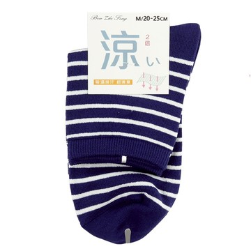 0114超細涼爽1/2襪-線條丈青