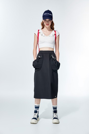 經典休閒口袋設計中長裙