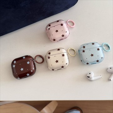 lulu|復古透色星星AirPpods4代耳機殼 適用蘋果3代AirPods2防摔保護套Airpodspro3/2耳機殼
