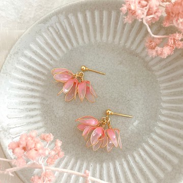 搖曳花香 手工水晶花 樹脂 耳環 耳夾 矽膠 禮物 k金禮物穿搭配件