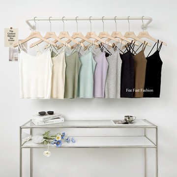 【Fee現貨9色】莫蘭迪雙肩帶羅紋背心🔥上衣 針織 韓系上衣 針織背心 內搭上衣 背心女 內搭背心 吊帶背心 氣質上衣