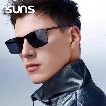 【SUNS】時尚方框休閒偏光墨鏡 Polarized中性駕駛墨鏡 S827 輕量21g/防眩光/抗UV400