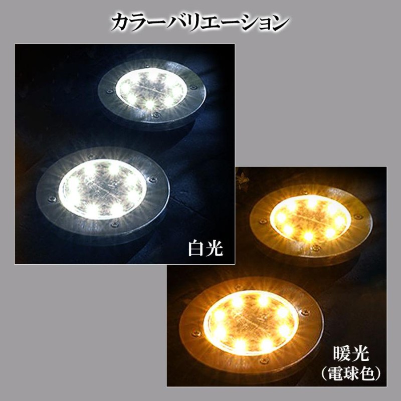 LED ソーラーライト 太陽電池 屋外 埋め込み 庭 ガーデンライト ...