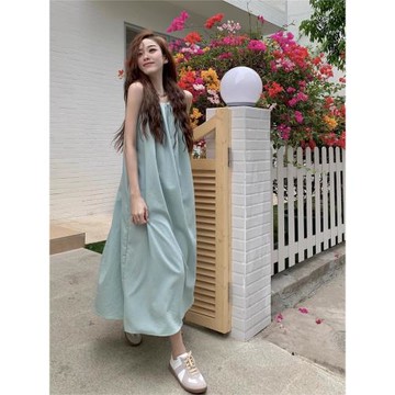 睡衣夏季女款休閑寬松時尚簡約甜美吊帶睡裙家居服連衣裙可外穿