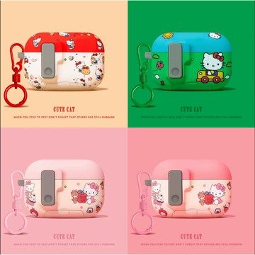 彈扣 鎖扣 卡通貓咪 適用於AirPods Pro3 保護殼 1/2/3/4代耳機殼 Pro2 保護套 軟殼 防摔殼
