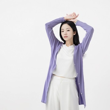 【秋冬新時尚】水潤白抗UV保濕長版外套-丁香紫 UV外套 涼感 防曬