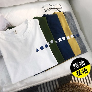 現貨 情侶裝 潮T 班服 純棉情侶t 文青系-簡約圖形 mit 快速出貨 加大尺碼 客製化【Y0882-5】長袖 短袖