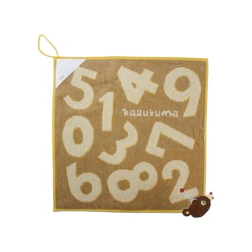 日本 Kazukyma 小熊刺繡數字毛巾-黃 約34x34cm (JN136-526 21-00)