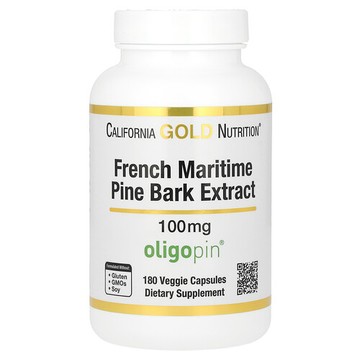 California Gold Nutrition, 法國海岸鬆樹皮提取物，Oligopin，100 毫克，180 粒素食膠囊