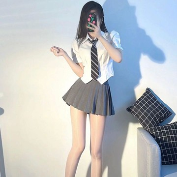 ✨臺灣出貨✨2024學院風短款襯衫女修身襯衣領帶收腰上衣搭配百褶裙jk制服套裝FBU